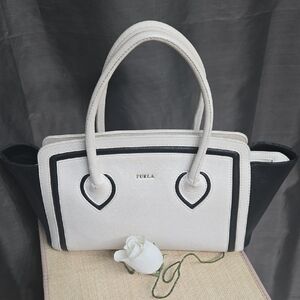 Furla Two-Tone Black and Creamy White Satchel EUC